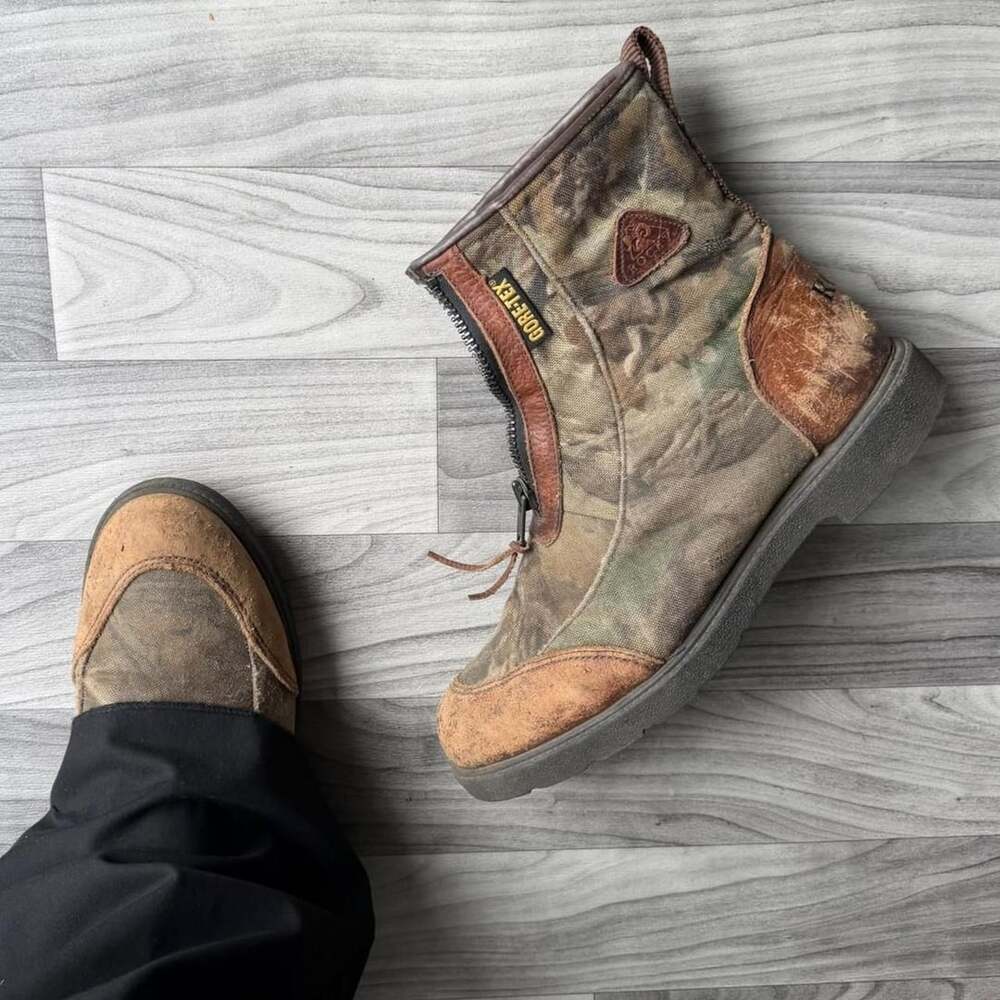 Rocky Big Mouth Camo Zip Up Boots Size 12MW Gore-Tex 200 Gram